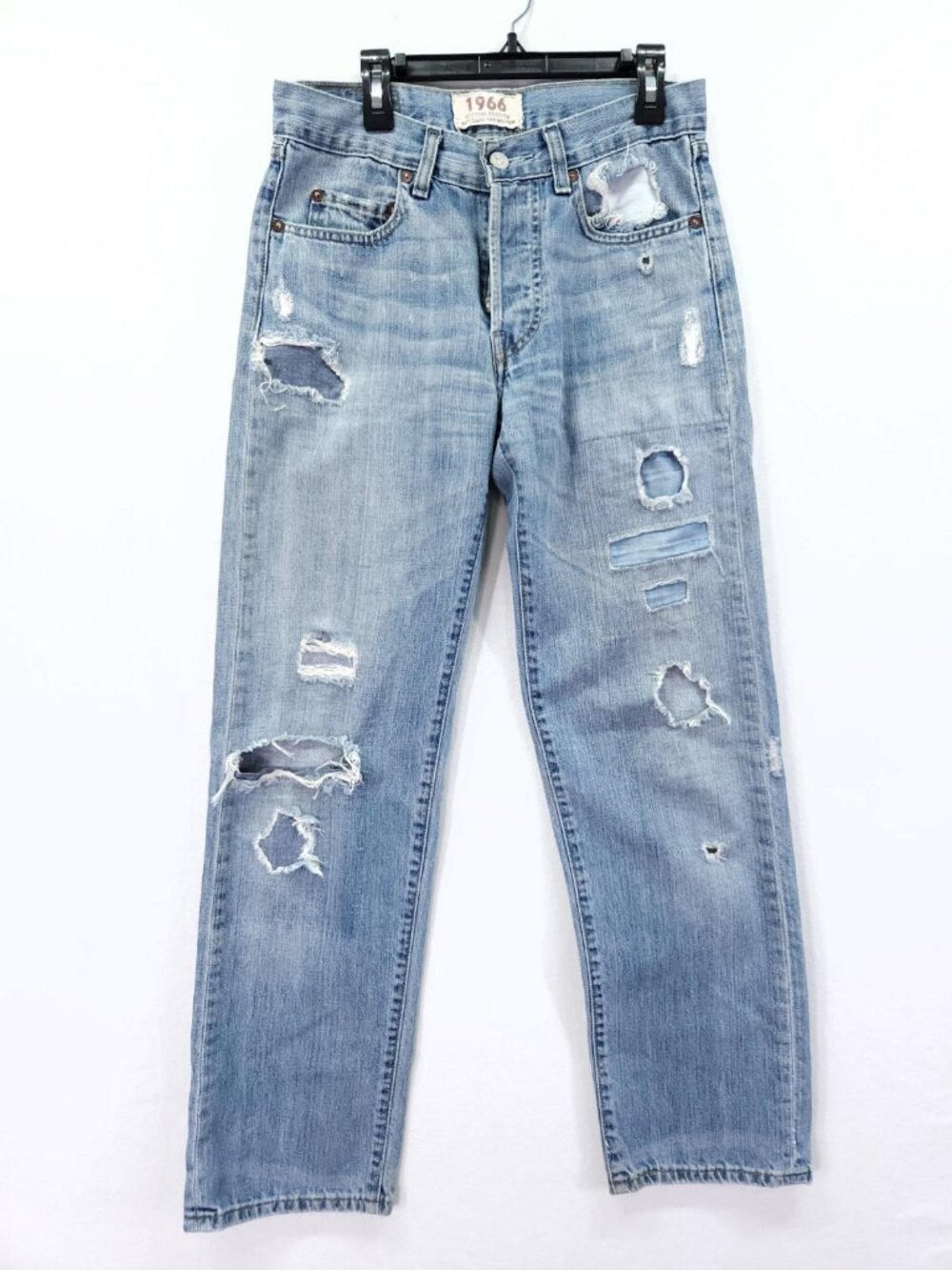 Levis 501 Jeans Womens 29x29 (Tag 26x30) Denim Button Fly 1966 Distressed